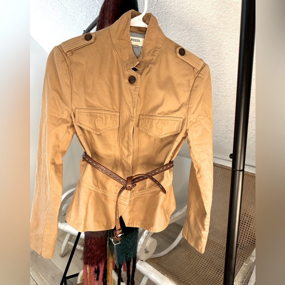 Camel Colored Utility Jacket By Fossil Gorgeous C… - image 1